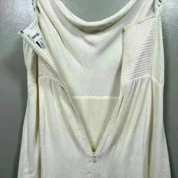 ARITZIA Cowl Neck Strappy A Line Mini Slip Dress White Cream Smocked Back  M - Picture 8 of 10